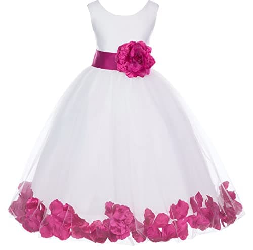 ekidsbridal White Floral Rose Petals Flower Girl Dress