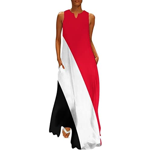 TAIZIYEAH Casual Mexican Flag V-Neck Shift Dress for Women Summer