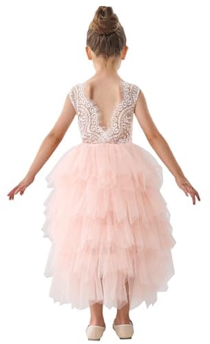 2Bunnies Girl Peony Lace Back Tiered Tutu Party Dress