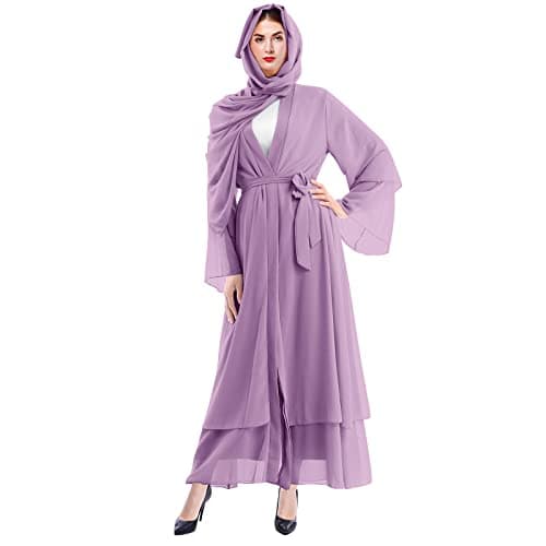 OBEEII Women Muslim Chiffon Maxi Dress