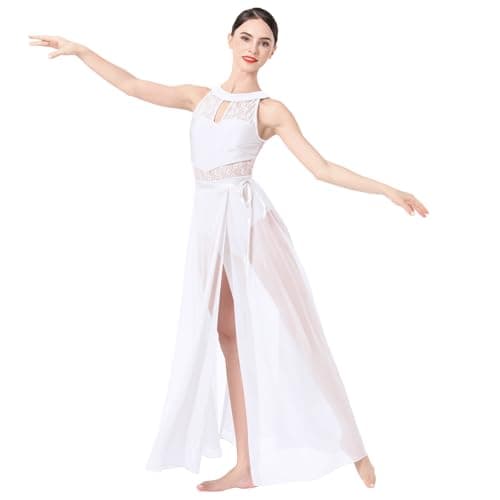 IBAKOM Women's Lyrical Dance Two Piece Sleeveless Leotard and Skirt