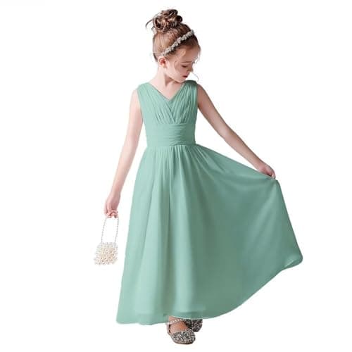 Little Girls Formal Party Dress - Long Chiffon Flower Girl Wedding Bridesmaid Dress