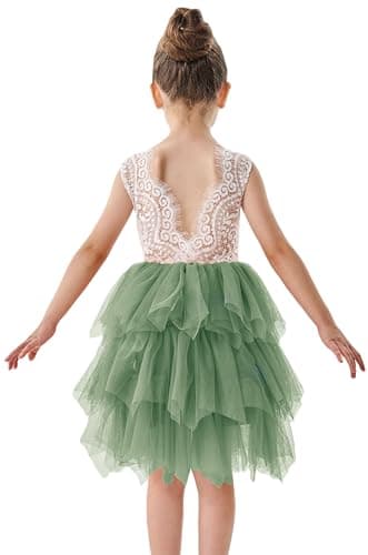 2Bunnies Girl Peony Lace Back Tiered Tutu Party Dress