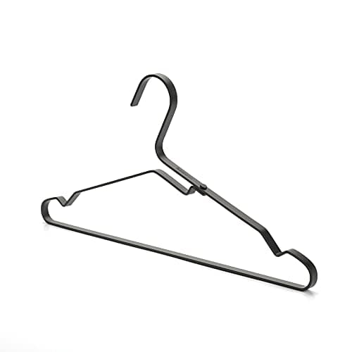 Brabantia Lightweight Black Aluminium Clothes Hangers (Set of 4) - With Extra Grip & Anti-Stretch Design