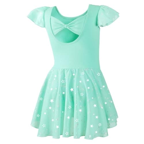 DIPUG Shiny Girls Ballet Leotard with Ruffle Sleeve