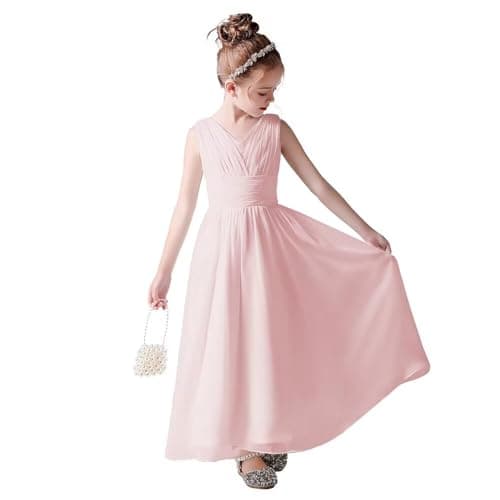 Little Girls Formal Party Dress - Long Chiffon Flower Girl Wedding Bridesmaid Dress