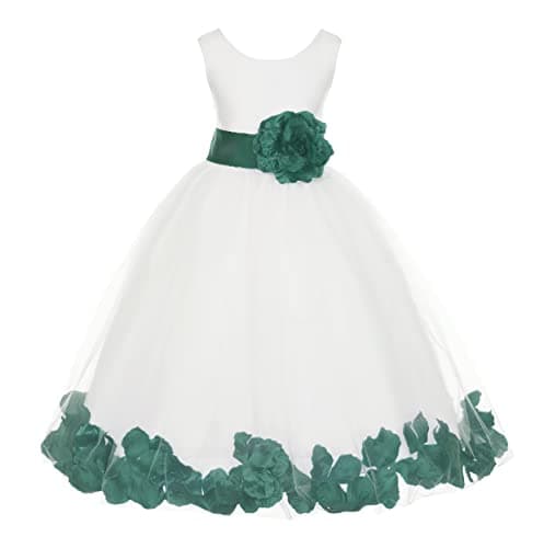 ekidsbridal White Floral Rose Petals Flower Girl Dress