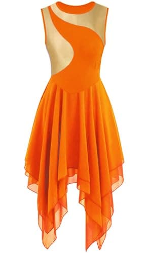 ELLYDOOR Gold Color Block Sleeveless Flowy Skirt Dance Tunic Costumes