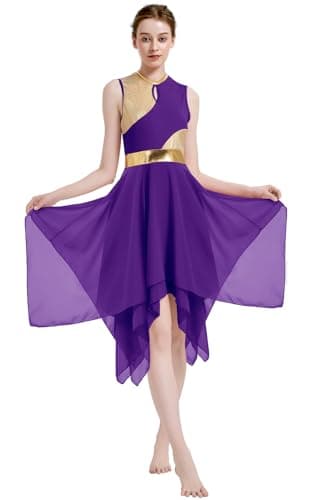 ZYACTU Women's V-Neck Sleeveless Praise Dance Liturgical Dress Lyrical Worship Costumes
