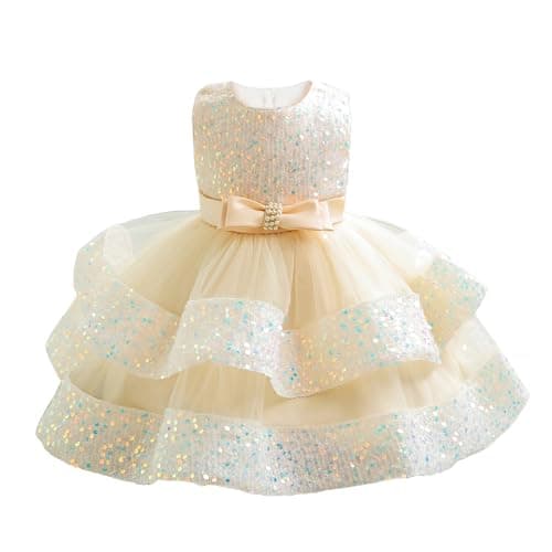 Miipat Baby Girl Sequins Princess Wedding Dress 12M-4Y