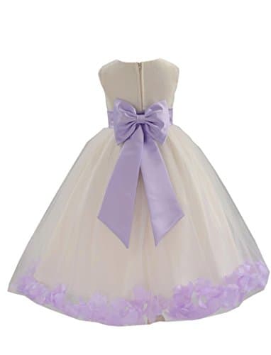 Ekid's Bridal Ivory Tulle Floral Petals Toddler Girl Dress 302T