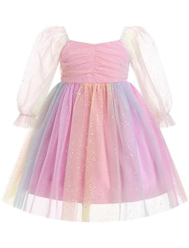 IMEKIS Toddler Girl Birthday Floral Confetti Tulle Formal Dress