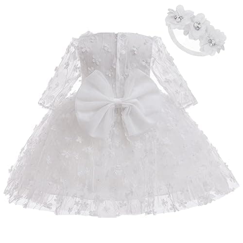 Milstars Baby Flower Bowknot Tulle Baptism Dress for Girls