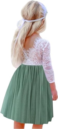 2Bunnies Girl's Rose Lace Back A-Line Tutu Party Dress