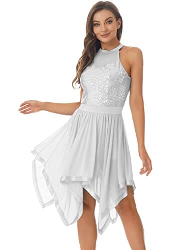 Women's Sleeveless Halter Neck Sequin Dance Costume
