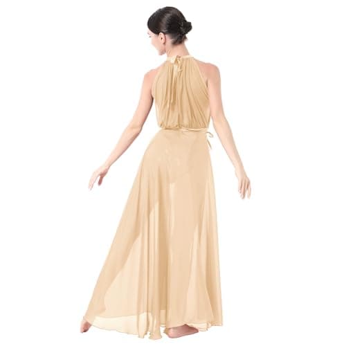Lyrical Dance Costume for Women: Metallic Leotard and Maxi Skirt Set