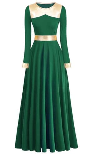 Z&X Women's Metallic Gold Liturgical Dance Dress for Church Worship