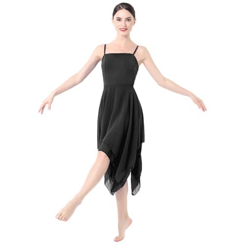 ODASDO Women's Modern Lyrical Dance Spaghetti Strap Chiffon Dress