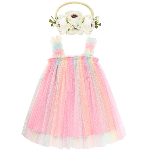GRNSHTS Toddler Girl Floral Tutu Dress with Headband