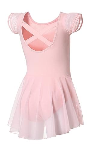 DIPUG Girls' Ballet Leotard with Skirt and Flutter Sleeves