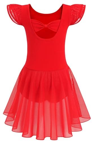Mecceos Girls' Ballet Leotards - Short/Long Sleeve Skirts