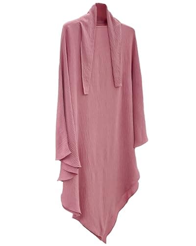 Zofocy Muslim woman's pure color hijab dress
