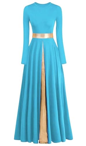 Z&X Women's Modern Worship Long Dresses Liturgical Metal Color Block Dance Robe