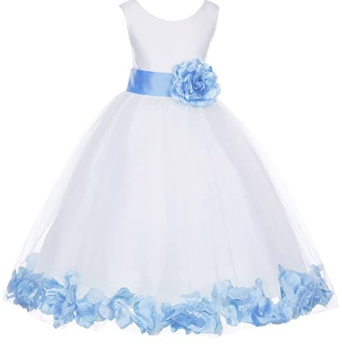 ekidsbridal White Floral Rose Petals Flower Girl Dress