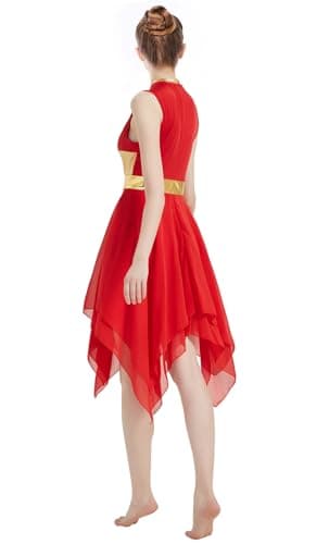 ELLYDOOR Gold Color Block Sleeveless Flowy Skirt Dance Tunic Costumes