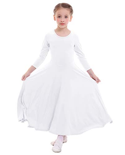 ZX Girls' Long Sleeve Praise Dance Dress Liturgical Worship Costume