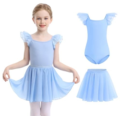 Mecceos Girls' Ballet Leotards - Short/Long Sleeve Skirts