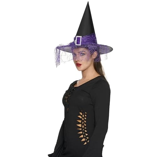 Womens Halloween Witch Hat, Lace Red Purple Wizard Hats - Women's Accessories