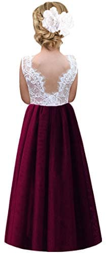 2Bunnies Girl's Rose Lace Back A-Line Tutu Party Dress