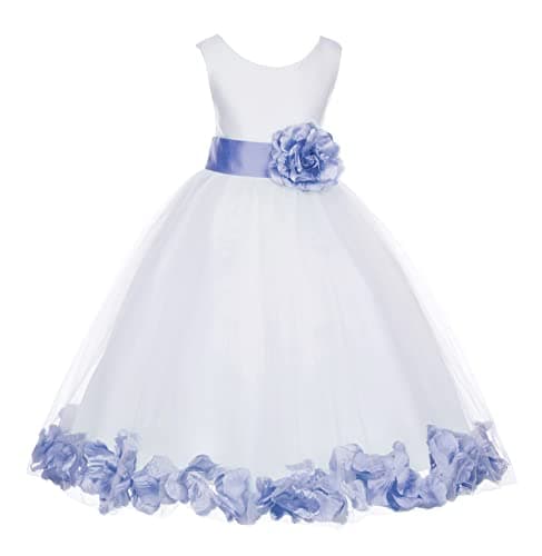 ekidsbridal White Floral Rose Petals Flower Girl Dress