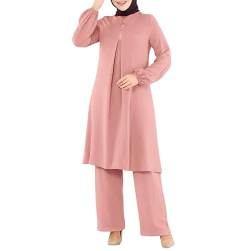 Aniywn Casual 2-Piece Set for Women Plus Size Loose Top Wide Leg Pants Prayer Clothes