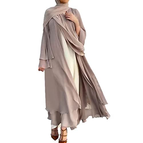 OBEEII Women Muslim Chiffon Maxi Dress