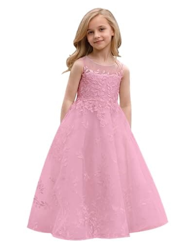 Lace Appliques Humoral Tulle First Communion Dress for Flower Girls Weddings