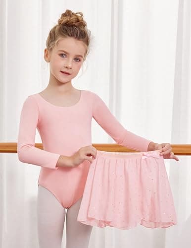 Zaclotre Girls' Long Sleeve Shiny Ballet Leotard Dance Outfit for 3-11Y