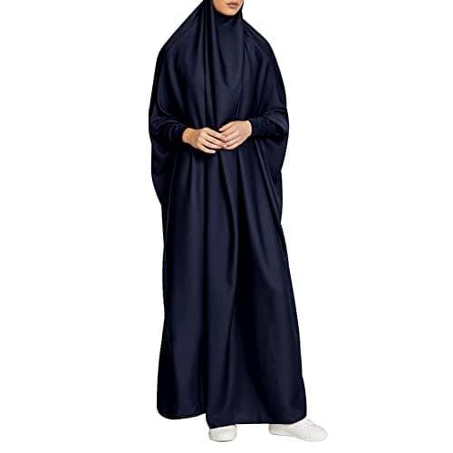 Simple Muslim Women's Maxi Dress with Hijab