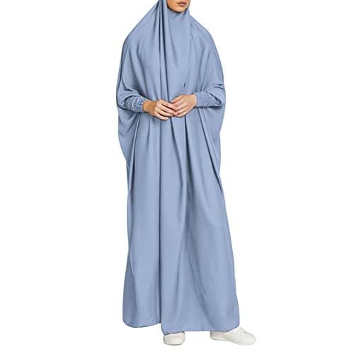 Simple Muslim Women's Maxi Dress with Hijab