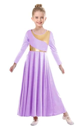 ZYACTU Girls' Metallic Liturgical Dance Dress for Worship and Choir Costumes
