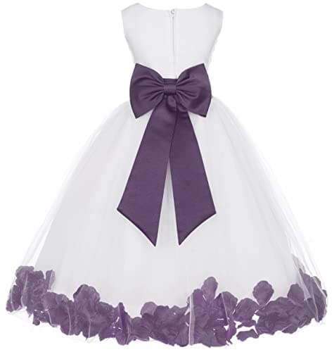 Ekid's Bridal Ivory Tulle Floral Petals Toddler Girl Dress 302T