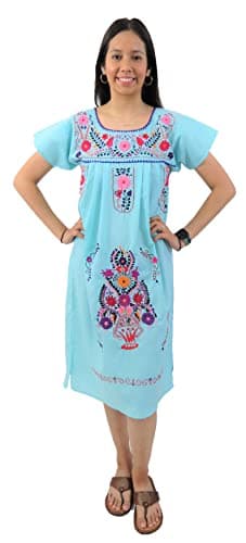 Leos Imports Hand Embroidered Mexican Dress Puebla