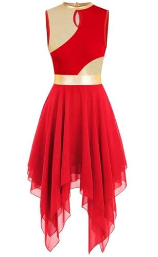 ELLYDOOR Gold Color Block Sleeveless Flowy Skirt Dance Tunic Costumes