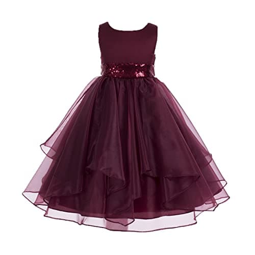 ekidsbridal Asymmetric Ruffled Organza Sequin Flower Girl Dress