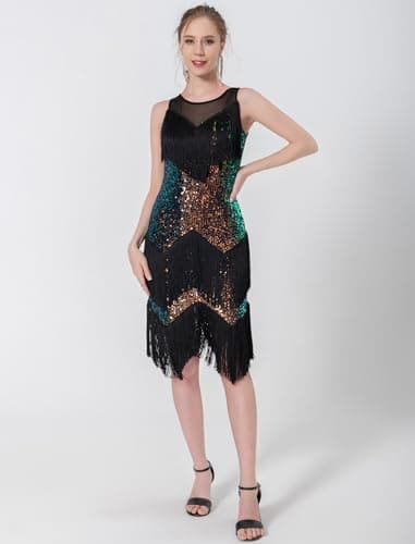 Latin Dance Dress for Women with Sequins and Tassels