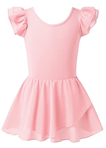 Girls Dance Leotards with Ruffle Sleeves and Criss-cross Back for Ages 3-9