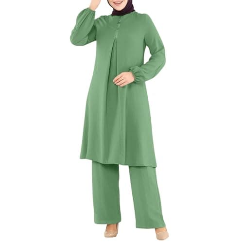 Aniywn Casual 2-Piece Set for Women Plus Size Loose Top Wide Leg Pants Prayer Clothes
