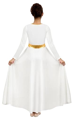 Sanmsoner Women's Long Sleeve Metallic Dance Dress for Church Praise