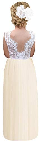 2Bunnies Girl's Rose Lace Back A-Line Tutu Party Dress
